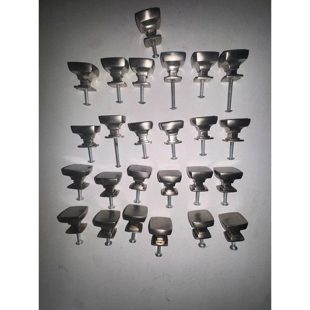 Lot 25 Satin Nickel Square Cabinet Drawer Knobs Modern Kitchen Pull Handles